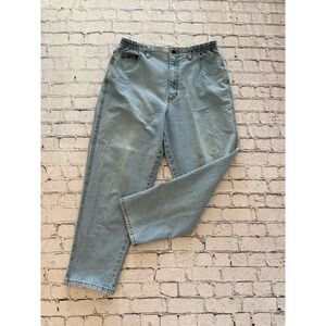 Vintage Lee Jeans Women's 12P/ 33"X 27" Light Wash Side Elastic At The Waist GUC